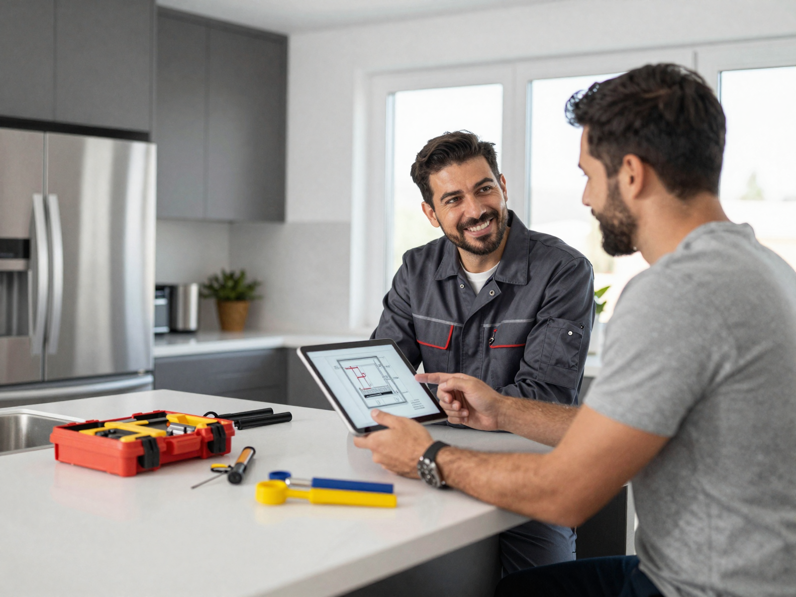 Professional electrician performing panel inspection